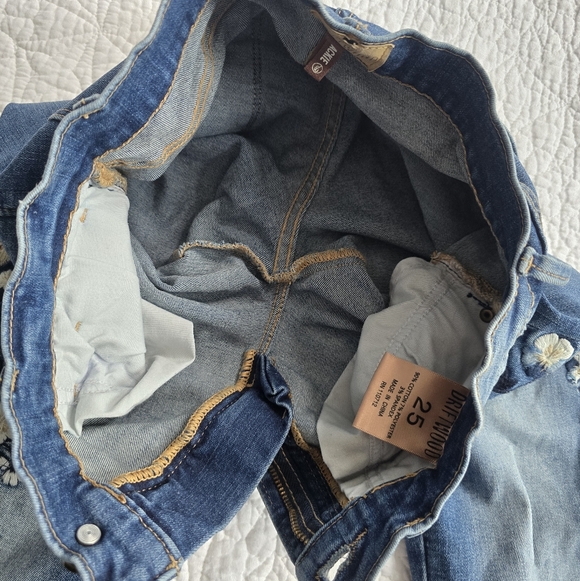 Driftwood Jackie Mid Rise Skinny Embroidered Bird Blue Jeans Size 25 - Picture 9 of 15